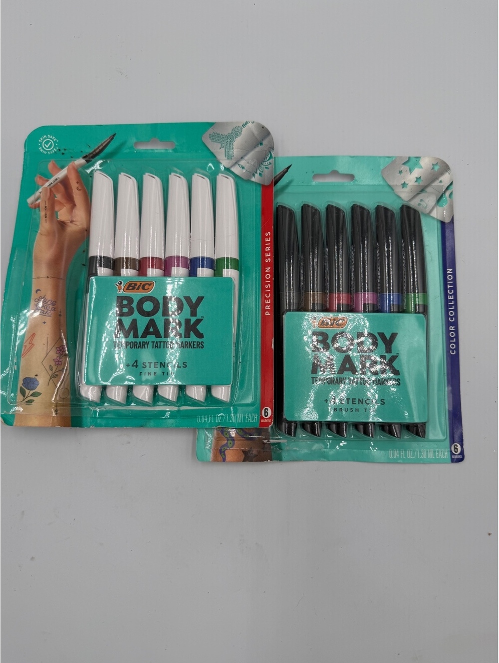BIC BodyMark Temporary Tattoo Markers 8 Pack - Color & Precision Collections
